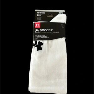 NWT Under Armour Adult Medium UA Over The Calf Soccer Socks White Performance